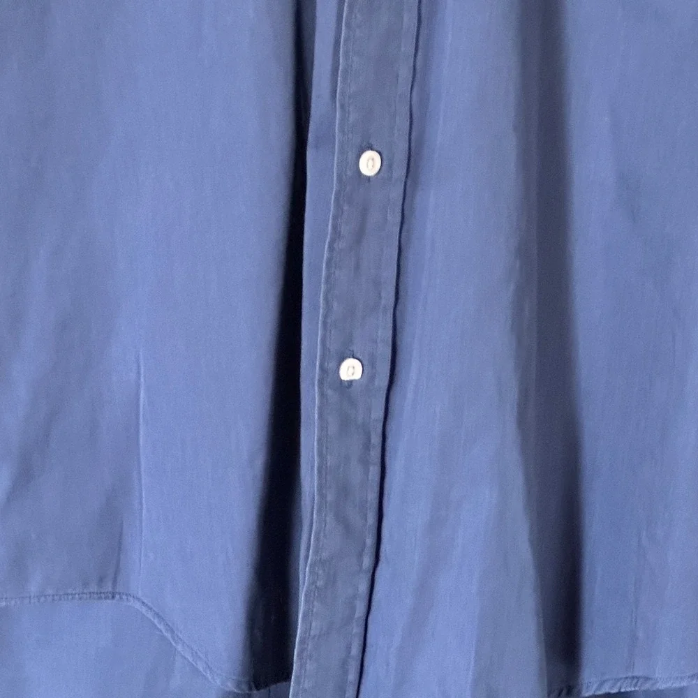 VTG 90s Ralph Lauren The Big Shirt Mens LT Blue Polo Pocket Pony Button Up XL